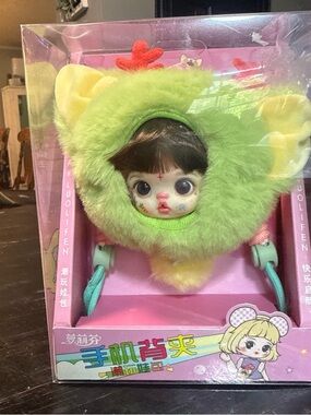 Mobile phone back clip funny doll bag